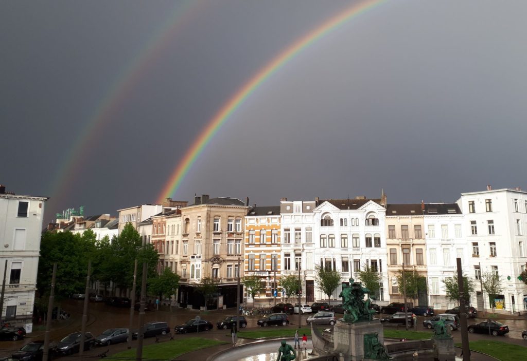 Dubbele regenboog boven Antwerpen